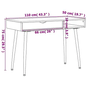 Berkfield Computer Desk with Drawer Brown 110x50x75 cm Engineered Wood