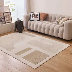 THE RUGS Aura Collection  Area Rugs with Modern Abstract Design in Grey and Beige 6050