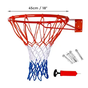 Full Size Basketball Hoop Ring Net Wall Mounted Outdoor Hanging Basket 18"/45cm