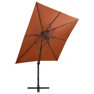 Berkfield Cantilever Umbrella with Pole and LED Lights Terracotta 250 cm