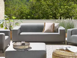 Outdoor Upholstered Sofa Garden Sofa ROVIGO Polyester Grey 3 Seater