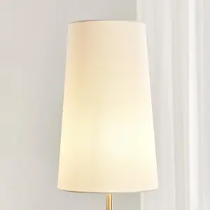 Furniturebox UK Astrid Floor Lamp with White Shade and Rattan Brass Base