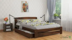 Nodax SUPER KING Bed Frame, 6', 180x200cm, F1, Solid Pine Wood, Easy Assembly, Sturdy Slats & Extra Support Legs, , WALNUT finish