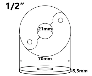 PEPTE 21mm (1/2") Split Two-Piece Collar Chrome Plated Steel Valve Hole Cover Tap Rose