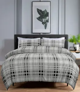 TLC Buchanan Check Printed Brushed 100% Cotton Bedlinen Duvet set