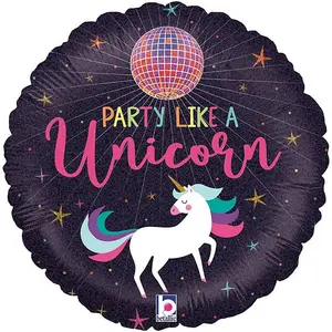 Oaktree Party Like A Unicorn Holographic Foil Balloon Black/Multicoloured (One Size)