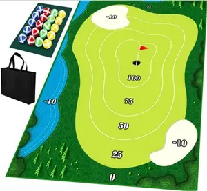 Portable Indoor/Outdoor Golf Game Set With Chipping Golf Play Mat, Hitting Mats, And Golf Training Aid Equipment For Home Backyard Practice -