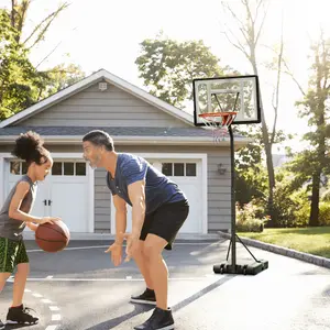 HOMCOM Basketball Hoop Freestanding 255-305cm Height Adjustable Stand w/ Wheels