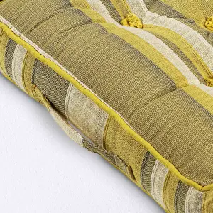 Homescapes Morocco Striped Cotton Floor Cushion Yellow