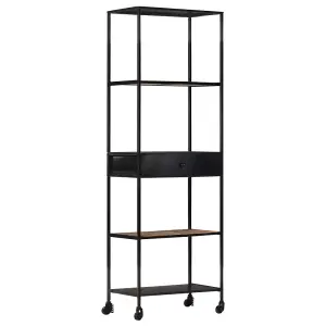 Berkfield Book Cabinet 60x35x180 cm Rough Mango Wood & Iron