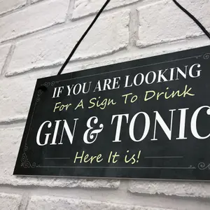 Red Ocean Funny Gin And Tonic Bar Sign Novelty Home Bar Decor Plaque Gin Gifts For Friend