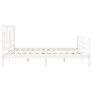 Berkfield Bed Frame with Headboard White 200x200 cm Solid Wood