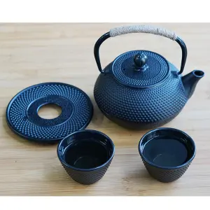 Stovetop 5 in 1 Tetsubin Teapot Set Japanese Cast Iron 800ml Kettle Cups Tea Pot