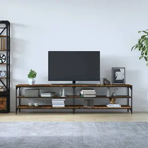 Berkfield TV Cabinet Smoked Oak 200x30x50 cm Engineered Wood and Metal