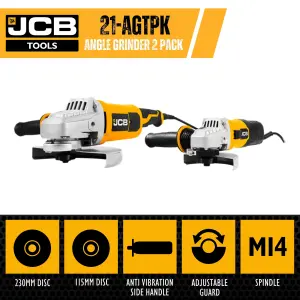 JCB Angle Grinder Twin Pack: 115mm & 230mm - 21-AGTPK