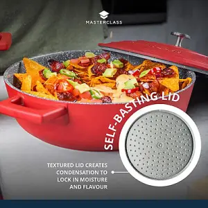 MasterClass Cast Aluminium 4L Shallow Casserole Dish Red