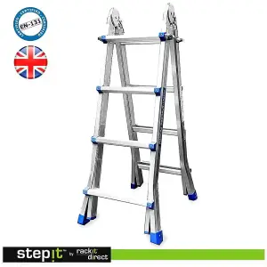 StepIt Multi-Purpose Combination Ladder, 4.2m Stair Ladders for Decorating Ladder Light, Folding Extendable Ladders