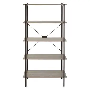 Interiors By Premier Versatile Five Tier Grey Oak Shelf Unit, Ample Storage Shelving Unit, Sturdy And Durable tall Cupboards