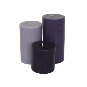 Pillar Candle Set of 3 Purple Candles by Laeto Ageless Aromatherapy - FREE DELIVERY INCLUDED