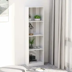 Attwood Bookcase High Gloss White / 114cm H x 40cm W x 30cm D