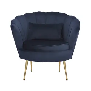 Velvet Navy Blue Daisy Accent Chair