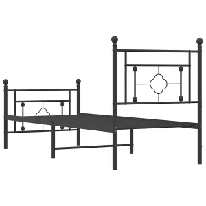 Berkfield Metal Bed Frame without Mattress with Footboard Black 75x190cm