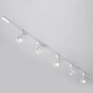 Litecraft Greenwich White 5 Head 2m Straight Kitchen Ceiling Light with LED Bulbs