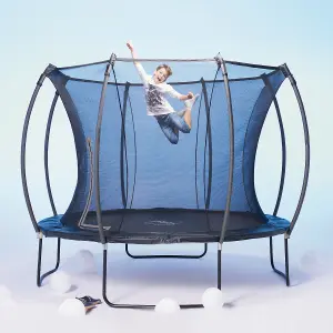 Plum 10ft Colours Springsafe Trampoline & Enclosure - Jet Black