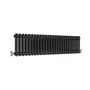 Horizontal Black Double Column Radiator (H) 300mm x (W) 1190mm, 2723 BTU.