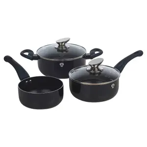 BLAUMANN 5Pc Set Aquamarine Colour Cookware Induction Pot Pan Saucepan Casserole Soft Touch Handle