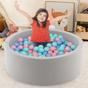 COSTWAY Foam Ball Pit 90 x 30cm Soft Round Ball Pool Baby Playpen w/ 200 Ocean Balls