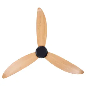 Ceiling Fan Black and Light Wood MALAD