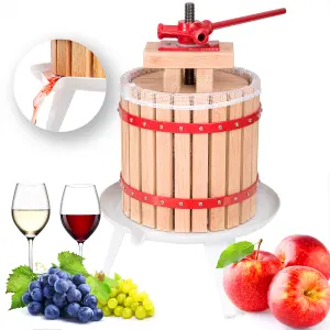 Juicer - mechanical fruit press with pressing cloth, high juice yield - red