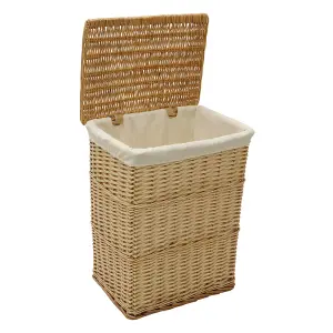 JVL Hand Woven Acacia Set of 2 Rectangular Laundry Willow Basket with 2 Waste Paper Baskets, Honey Finish