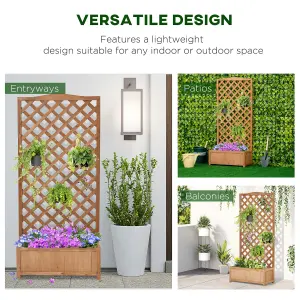 Outsunny Garden Wooden Planter Box with Trellis Flower Raised Bed, 76x36x170cm