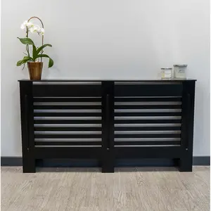 Black Horizontal Line Design Radiator Cover - Large