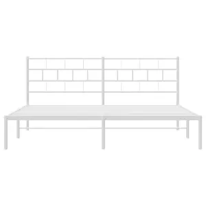 Berkfield Metal Bed Frame with Headboard White 200x200 cm