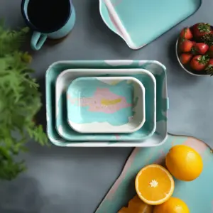 Unique Collection Enamel Rectangular Serving And Roasting Dish - 16 cm (W) x 11 cm (D) x 4 cm (H)