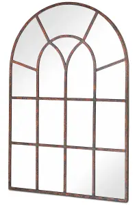 MirrorOutlet Chelsea Metal Arch shaped Decorative Window Effect Garden Mirror 90cm X 60cm