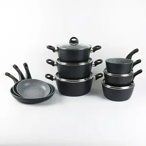 URBN-CHEF 9 Pcs Forged Aluminium Induction Cooking Saucepan Pots Frying Pans Cookware Set