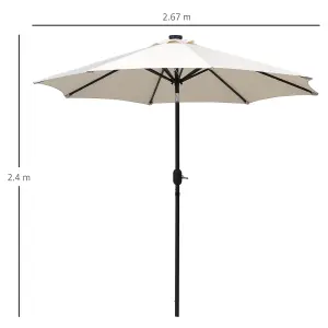 Outsunny Outdoor Garden Solar Power 24 LED light Parasol Sun Umbrella Crank Tilt