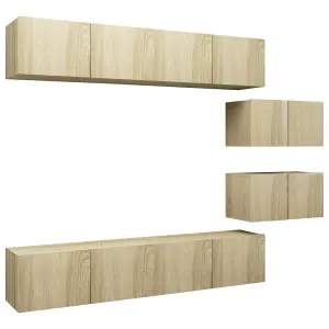 Berkfield 6 Piece TV Cabinet Set Sonoma Oak Engineered Wood