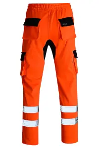 MS9 Mens Cargo Combat Work Trouser Tracksuit Jogging Bottoms Pants Joggers H10, Orange - XXL