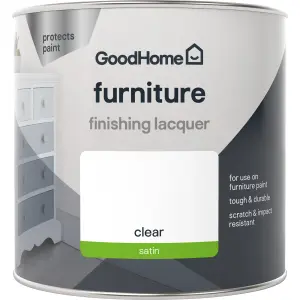 GoodHome Durable Clear Satin Multi-surface Furniture Lacquer, 500ml