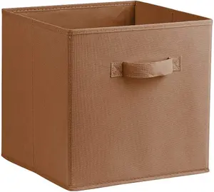 simpa Chocolate Brown Multi Purpose 31cm Cubic Storage Box Collapsible Organiser Storage Cube Basket Bin