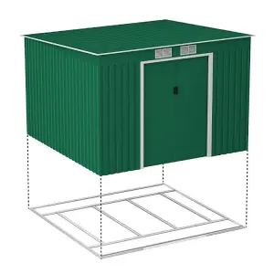 BillyOh Cargo Pent Metal Shed Including Foundation Kit - 9 x 8 Dark Green