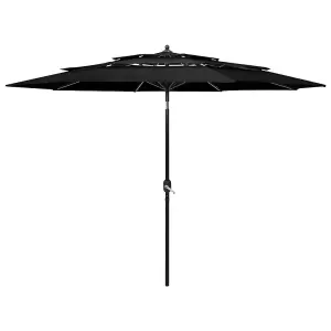 Berkfield 3-Tier Parasol with Aluminium Pole Black 3 m