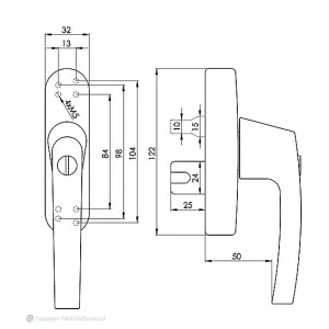 Windowparts Tilt and Turn Forked/Spaded Aluminium Window Handle - White - 119662