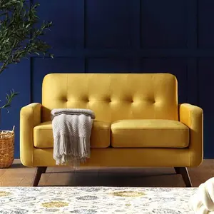 Clarence 2-Seater Sofa In Mustard Yellow Velvet - Daals - Sofas