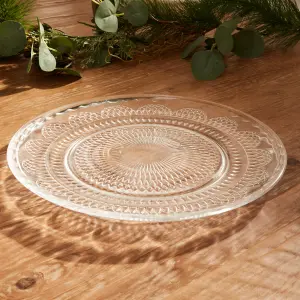 Set of 4 Large Parisian Glass Christmas Tableware Dinner Plates Serving Dish Gift Idea